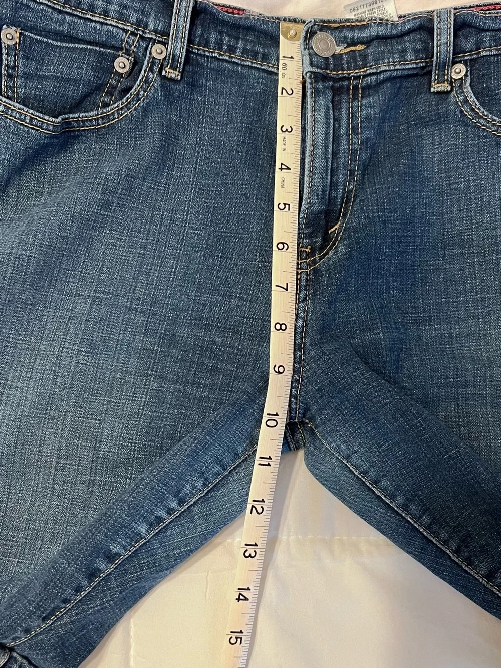 Levi's dark blue denim shorts with red stitch detail - Picture 8 of 10